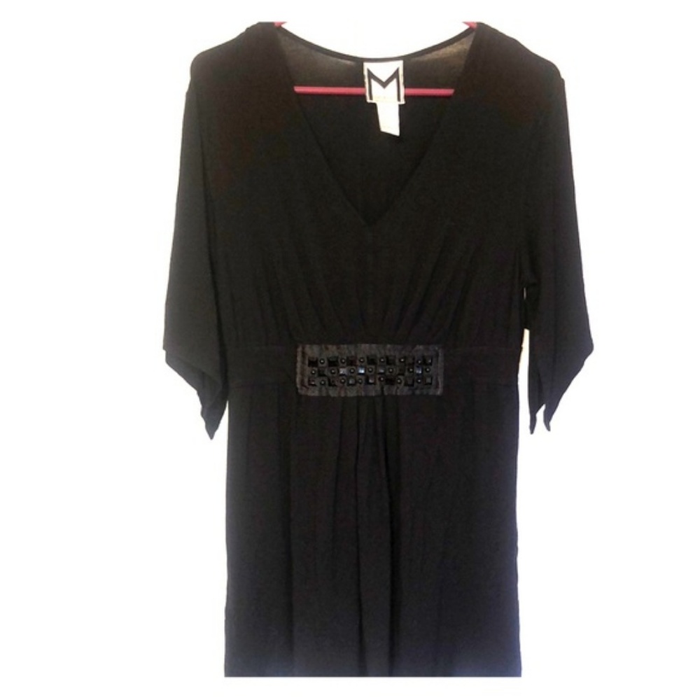 Marc Bouwer black kimono tunic with Jewel inset